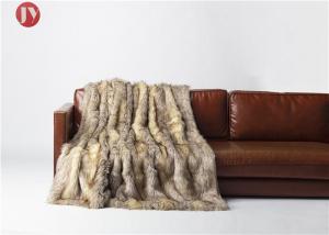 Cheap Multi Colors Soft long Fur Throw Blanket , Brown Faux Fur Luxury Blanket Mountain Coyote Stripes wholesale