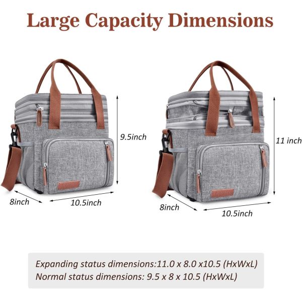 Lunch Box & Lunch Bag for Women Men, Large Insulated Adult Lunch Box Leakproof Lunchbox Cooler Bag for Work Picnic Beach,16L, Reusable Non Woven Part