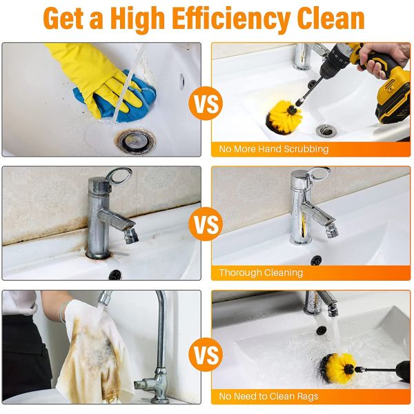 4 Pack Wheel Supplies Kit Fit Tire Detailing Drill Brush Set