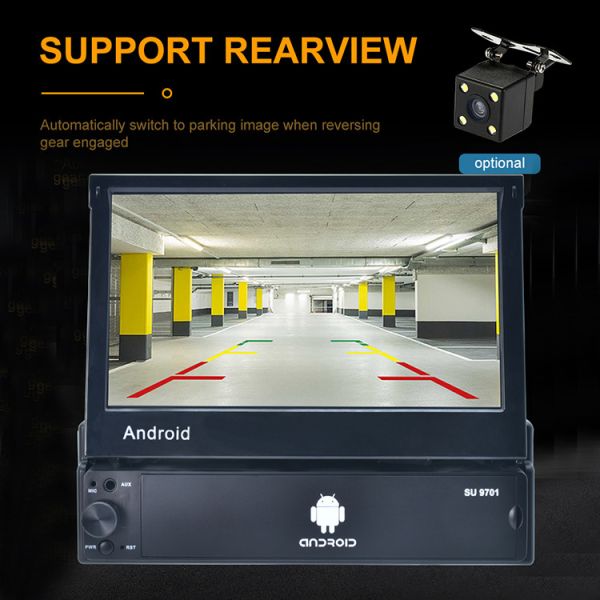 Single Din Retractable Screen Car Stereo 1.3GHz 7 Inch Car Android Player Audio