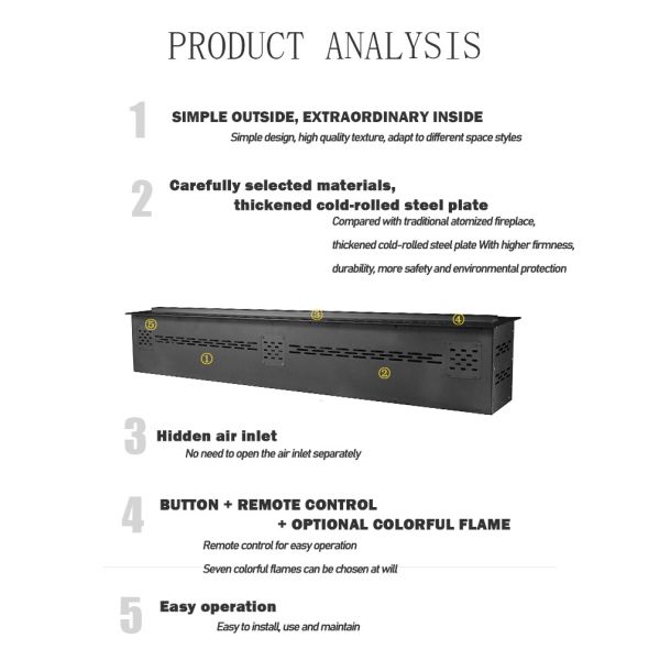 500mm Water Steam Fireplace 3D Water Burning Vapor Effect No Heating