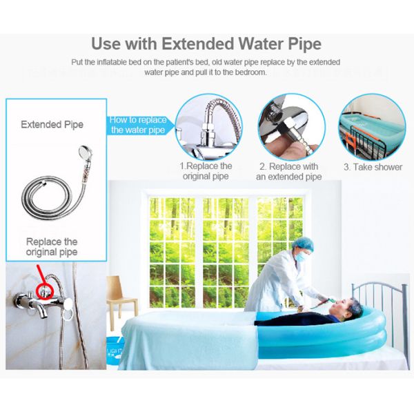 Smart Heating Patient Portable Blow Up Bathtub Can Shower In The Bed Directly