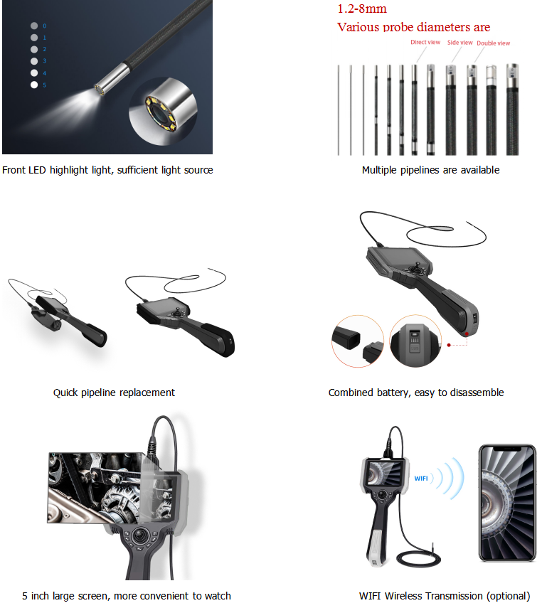 Industrial Multi Function Digital Endoscope Portable Inspection Endoscope VH510-80-500