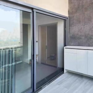 Cheap Aluminium Profiles Trackless Sliding Patio Screen Door Black wholesale