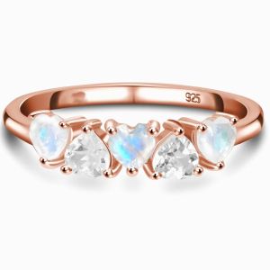 925 Sterling Silver Rainbow Jewelry Moonstone Blue Natural Moonstone Ring