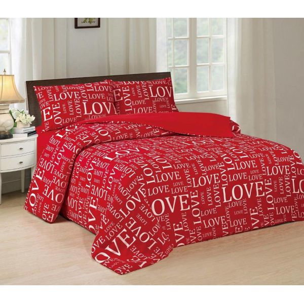Red Fabric 4 Piece Bedding Set Quick Drying With ISO9001 Certificated