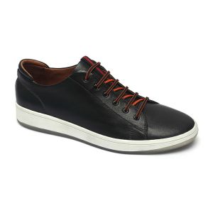 Buy cheap Durable Rubber Outsole Black Mens Leather Sneakers from wholesalers