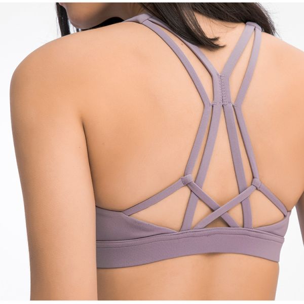 Shockproof Womens Sports Bra Gathered Moisture Wicking Without Steel Ring