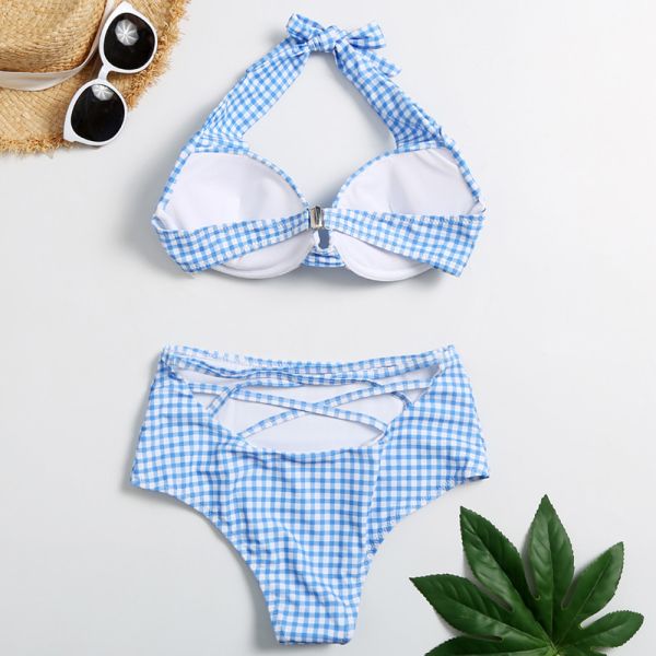 Tiered Layer Tie a Knot Front Top With Low waist Bikini swimsuit high cut