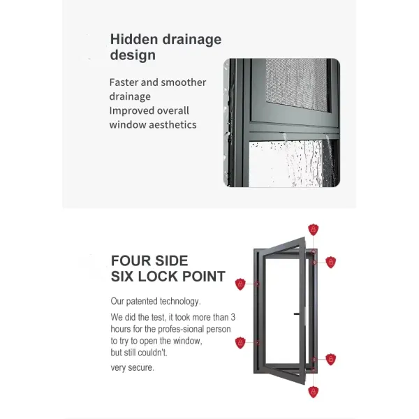 Residential House Waterproof Energy Saving Double Tempered Glass Aluminium Awning Windows