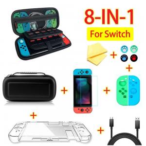 China 8 in 1 game accessory Set For Nintendo Switch Travel Carrying Case Accessories Kit Screen Protector Case Charging Cable on sale