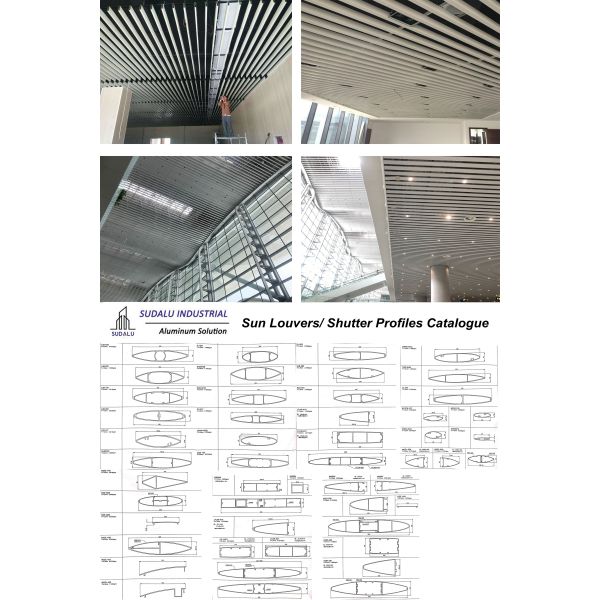 SUDALU Aluminum Shutter Ceilling Aluminum Aerofoil Louver Ceiling for Airport Metro Usage 10 years Warranty