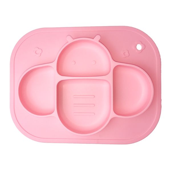 Non Toxic Silicone Baby Tray Bee Shape BPA Free Divided Suction Plate Customized