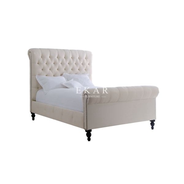 Modern Bedroom Furniture Simple Design Wooden King Size Sleigh Bed