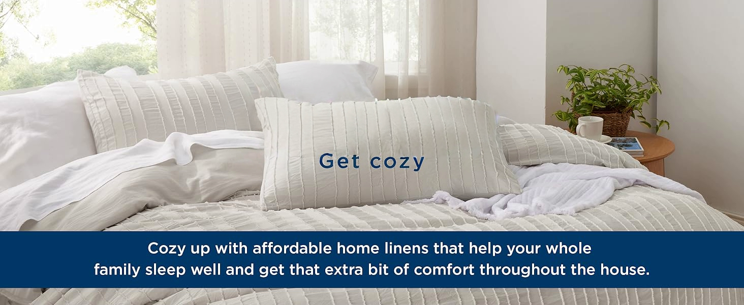 Striped Boho Duvet Cover - 3 Pieces Shabby Chic Tufted Boho Bedding Set For All Seasons