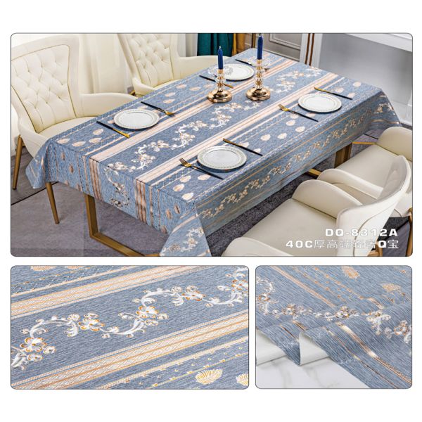 137cm*20m Waterproof Blue Golden Dining Wedding Nonwoven Waterproof Table Cloth Cover