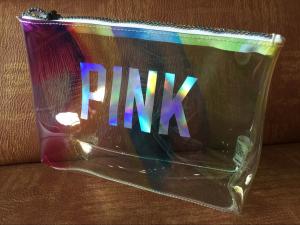 Cheap Clear Laser Luxury PVC Cosmetic Bag Top Logo Printing With Shining Zipper wholesale