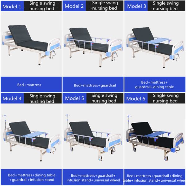 Clinic One Crank Hospital Bed ABS Metal Medical Bed With Mattress 200*90*50cm