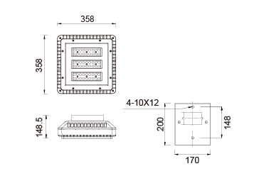 Rectangle Outdoor LED Canopy Lights Backyard Canopy Lights High Heat Dissipation