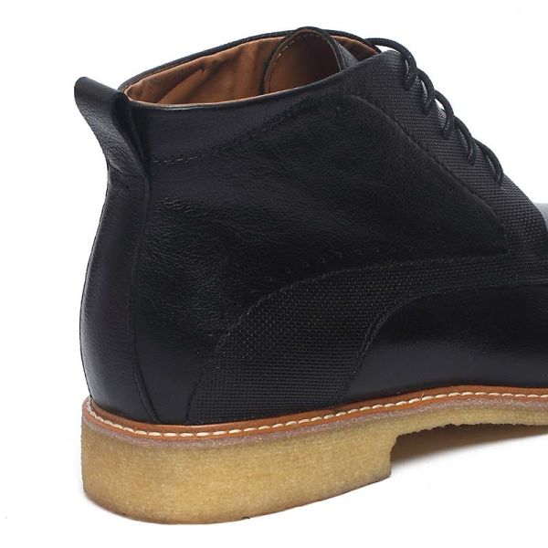 Black Lace Up Fashionable Mens Genuine Leather Boot