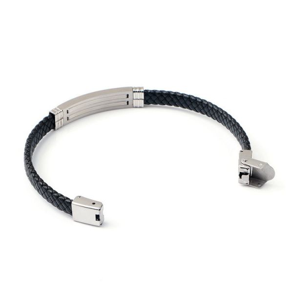 Leather rope bracelet trendy retro leather woven stainless steel men's bracelet fashionable