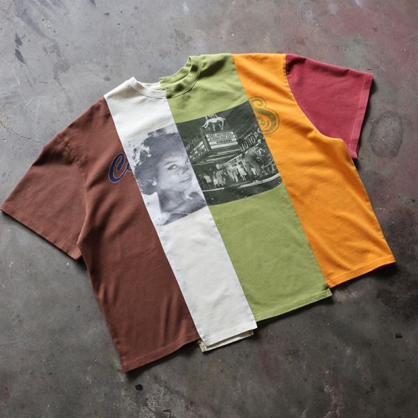 Clothing Manufacturers Custom Color Block Patchwork Oversized Cut and Sew Cropped T Shirt Men Boxy T Shirts Cotton T Shirt