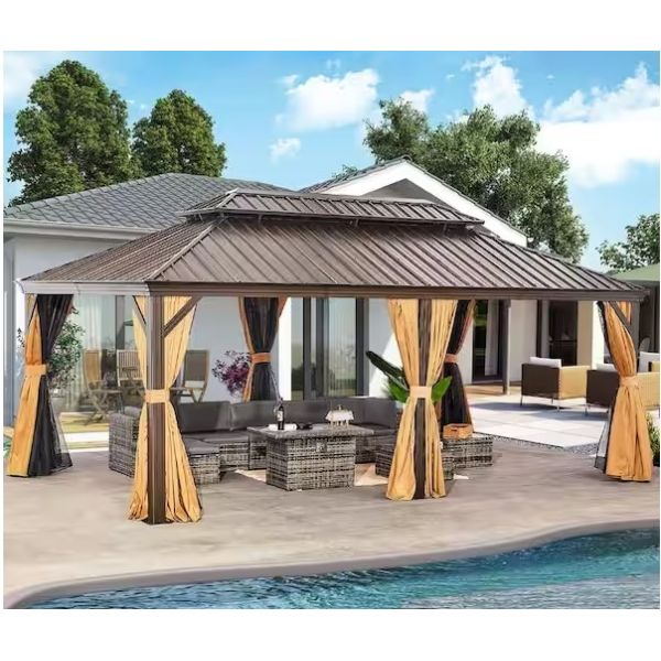 Hardtop Garden Gazebo Metal Steel Roof Frame Aluminum Outdoor Gazebo Tent