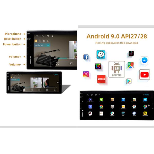 6.9 Inch Android Car Stereo 1 Din FM Receiver Touch Screen Music System For Car