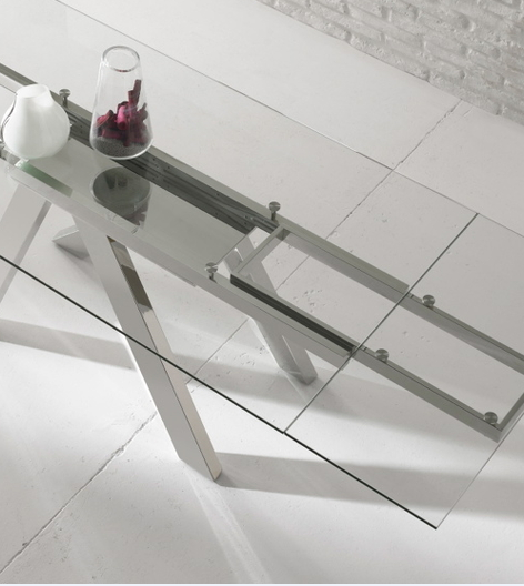 900mm Width Extendable Dining Table Minimalist With Stainless Steel Leg