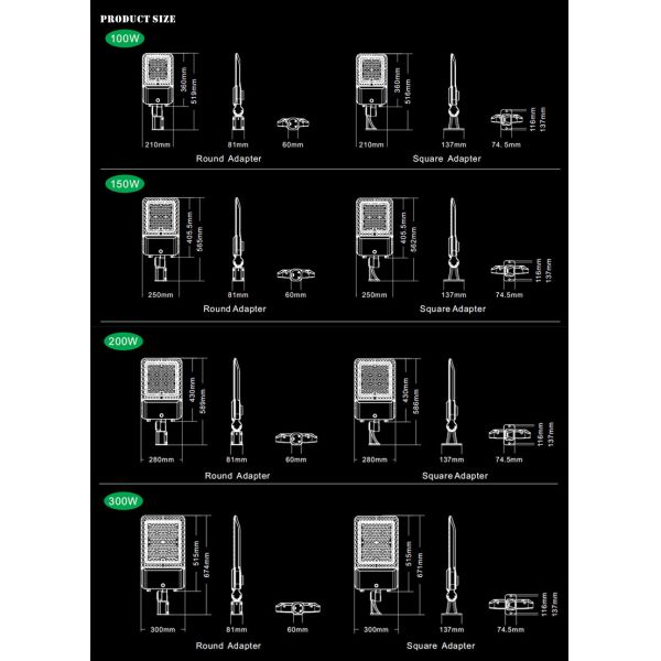 Ip66 Outdoor LED Street Light Waterproof 60w 150w Aluminum Housing