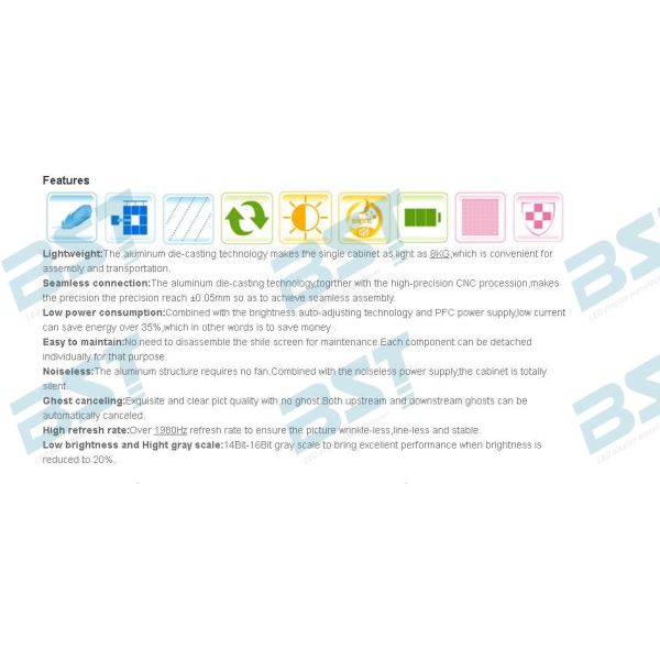 Indoor Rental LED video Display Performance 500mm X 500mm inner and outer arc