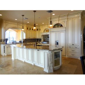 China Custom White Wooden Kitchen Island  Cabinets Solid Plywood Kitchen Cabinets on sale