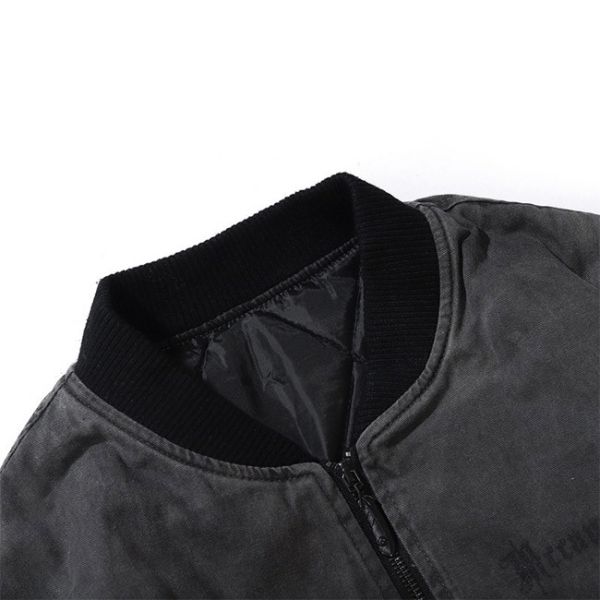 Washed Black European American Sport Jacket Teenagers Cotton Padded Winter Jacket