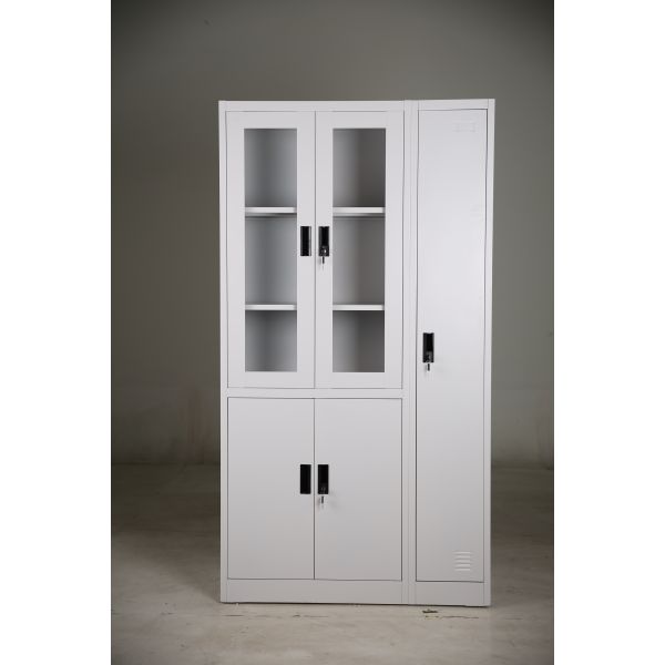Modern Design Glass Door Filing Cabinet Metal Clothes Locker