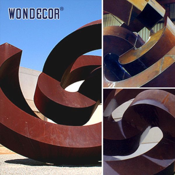Modern large outdoor abstract geometric circular weather resistant steel sculpture