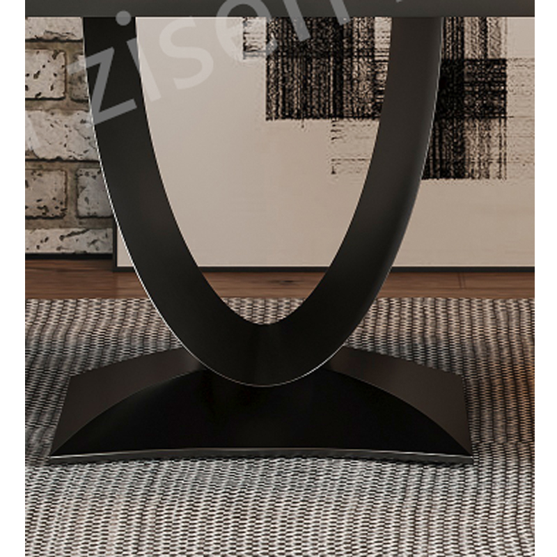 Curved Stainless Steel Marble Ceramic Coffee Table Symbolic