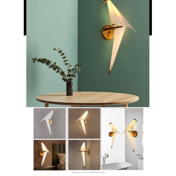 LED Bird Design Wall Lamp Bedside Lamp Creative Origami Paper Crane Wall Light(WH-OR-18)