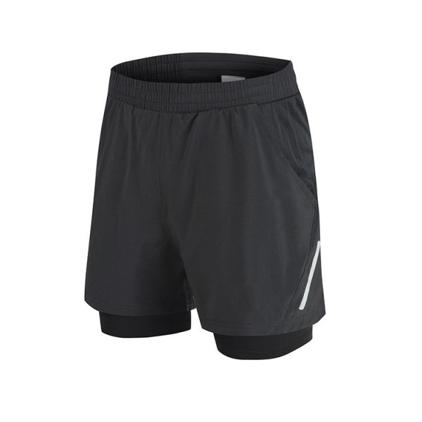 S-XXXL Men'S Athletic Clothing Black 2 piece Elastic Polyester Running Shorts