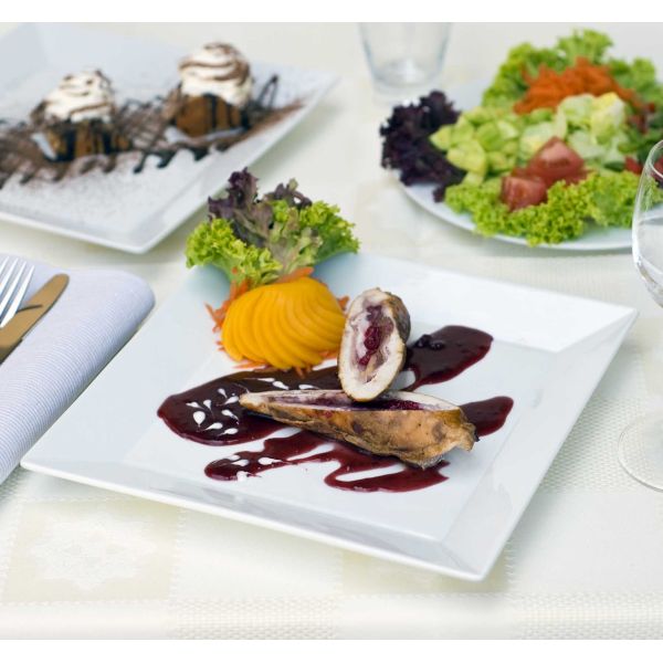 Oven Safe 11" Square High Temperature White Porcelain Square Rim Plate