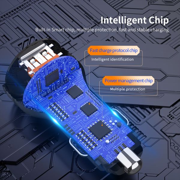 ESSAGER PD3.0 QC3.0 36W LED Digital Display USB C Car Chargers Dual Port