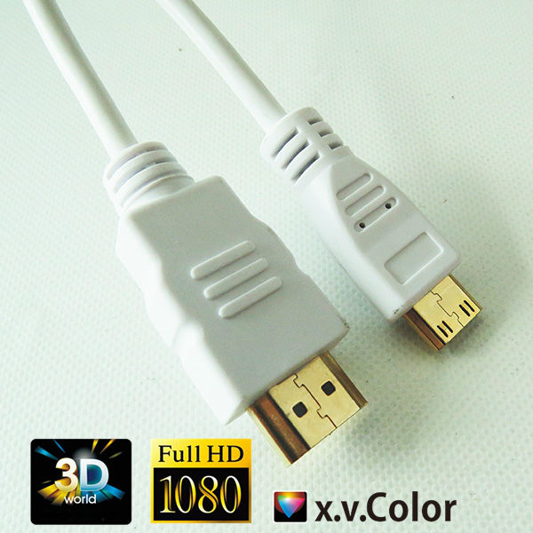 1.4V Round hdmi to mini cable ,hdmi A TO C Cable white