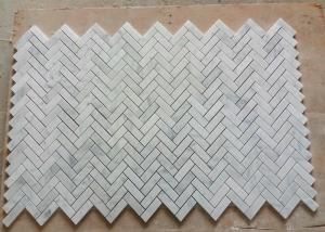 Cheap C Carrara Natural Marble Mosaic Tile Bathroom Decor With Herringbone Shape wholesale