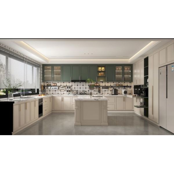 Almond Rose Custom Stainless Steel Kitchen Cabinets Easy Clean Fadior Luxe Series