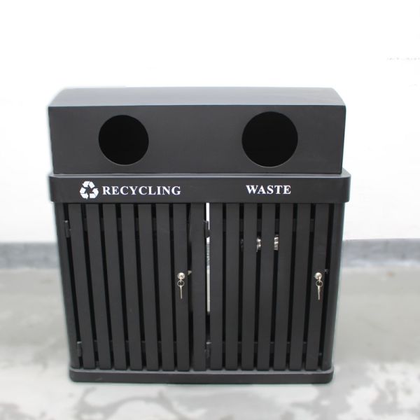 Surface Mounted 120L Garbage Bin , Metal Trash Can With Two Galvanized Plate Liners