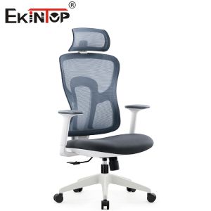 Gray Modern Swivel Ergonomic Mesh Desk Chair With Headrest