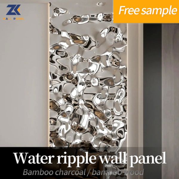 Water Ripple Panel The New Listing 1220*2440*5/8mm Flame Retardant Bamboo Charcoal Wood Eco-Friendly Water Ripple Wall Panel Lobby Facade Interior