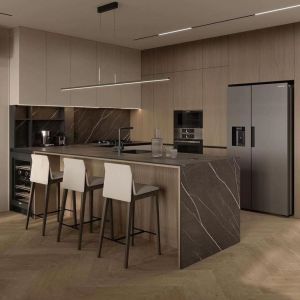 Wholesale Modern European Design Kitchen Cabinets Solid Wood Furniture Stainless