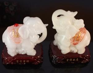 Cheap Imitation jade prosperous lucky elephant for resin crafts gifts wholesale