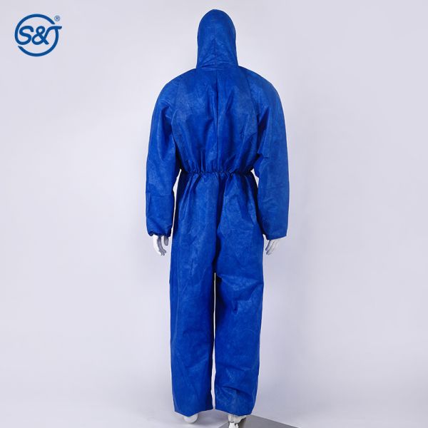 S&J Disposable SMS Coverall Nonwoven 3layer Head to Ankle Protection Elastic Hood, Waist and Ankles Front Zipper Premium Quality