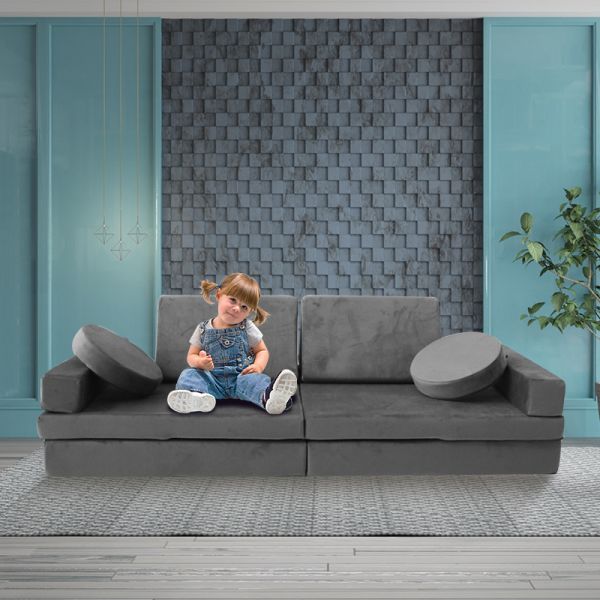 Micro-Suede Modular Sectional Couch Play Sofa Set With Waterproof Inner Liner